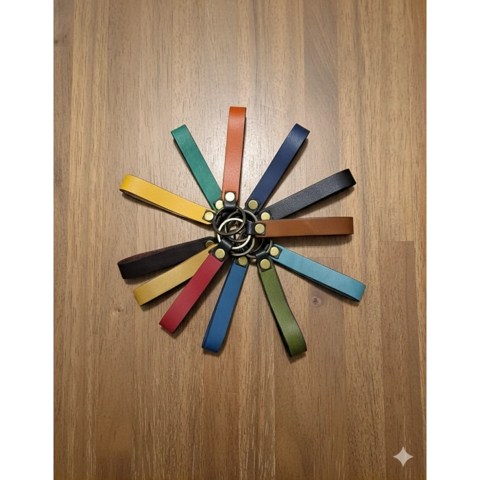 Hakiki Deri El Yapımı Düz Anahtarlık, Ayna Süsü, Çanta Süsü Çok Amaçlı