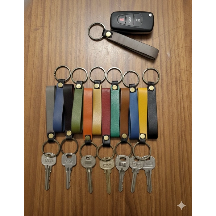 Hakiki Deri El Yapımı Düz Anahtarlık, Ayna Süsü, Çanta Süsü Çok Amaçlı