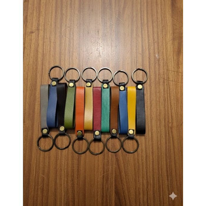 Hakiki Deri El Yapımı Düz Anahtarlık, Ayna Süsü, Çanta Süsü Çok Amaçlı