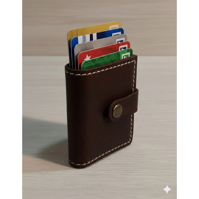 Hakiki Deri Mekanizmalı Akıllı Cüzdan Kartlık