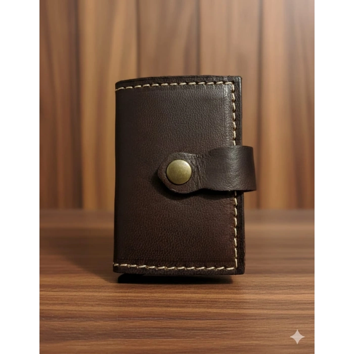 Hakiki Deri Mekanizmalı Akıllı Cüzdan Kartlık