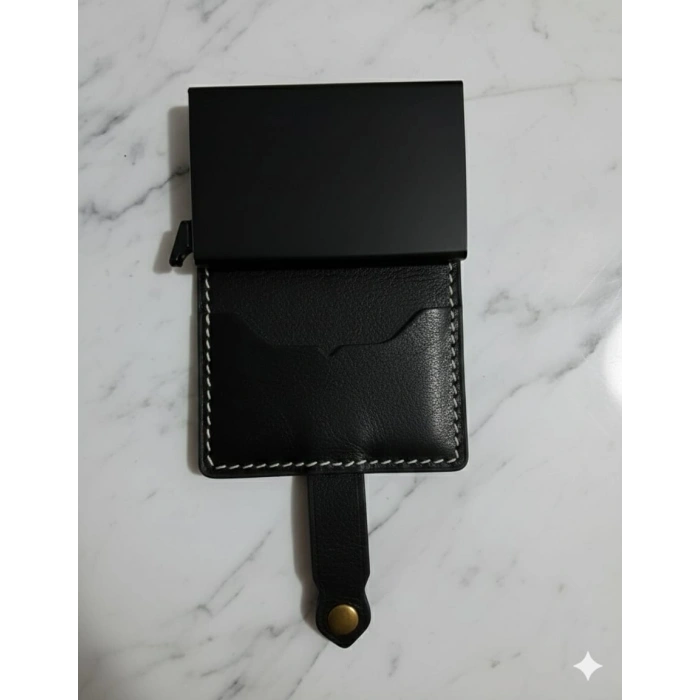 Hakiki Deri Mekanizmalı Akıllı Cüzdan Kartlık