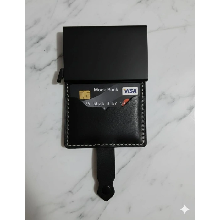 Hakiki Deri Mekanizmalı Akıllı Cüzdan Kartlık