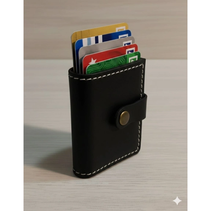 Hakiki Deri Mekanizmalı Akıllı Cüzdan Kartlık