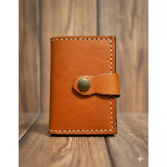 Hakiki Deri Mekanizmalı Akıllı Cüzdan Kartlık