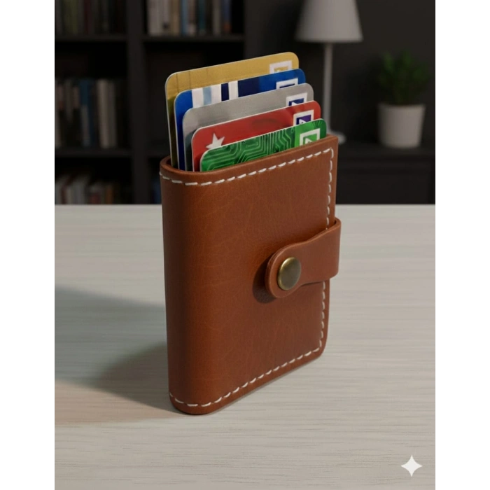 Hakiki Deri Mekanizmalı Akıllı Cüzdan Kartlık