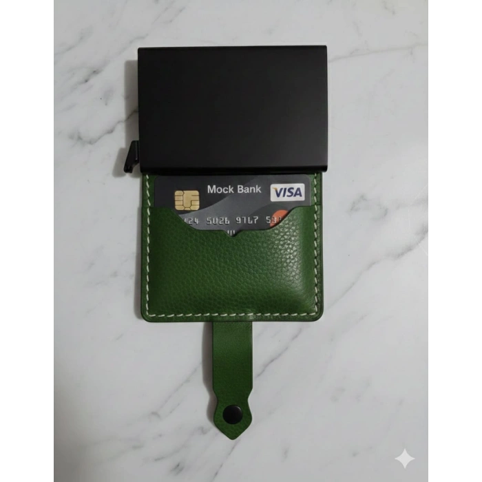 Hakiki Deri Mekanizmalı Akıllı Cüzdan Kartlık