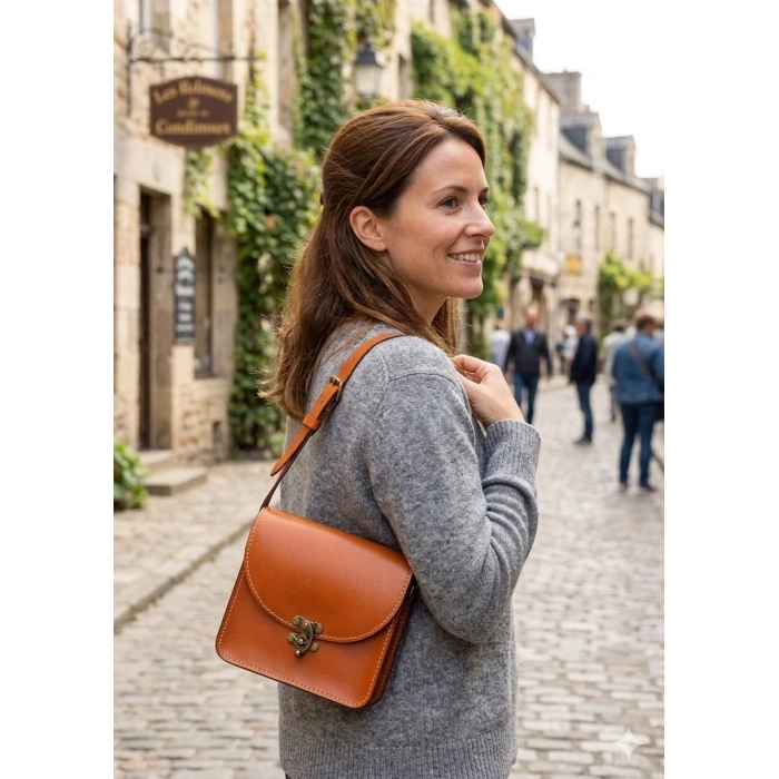 ​El İşçiliği Hakiki Deri Vintage Omuz Çantası – Taba