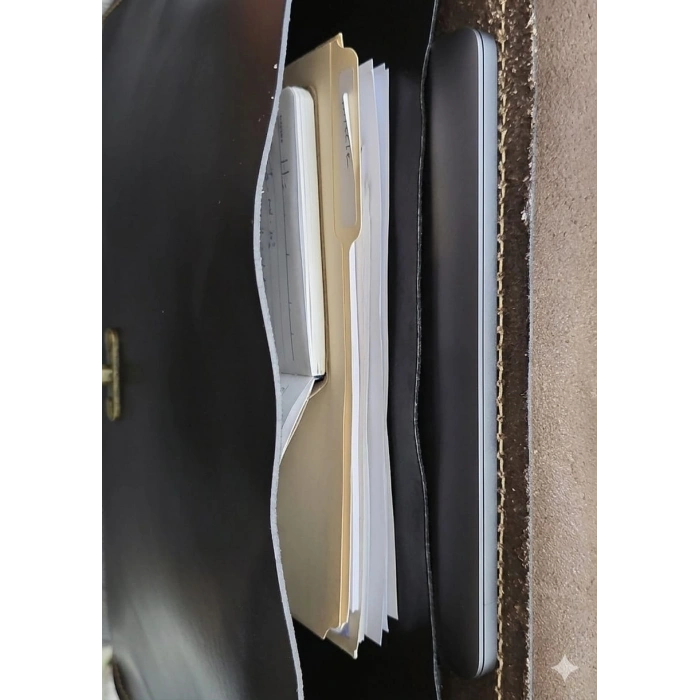 Hakiki Deri El Yapımı Evrak ve Laptop Çantası - Antik Kahve