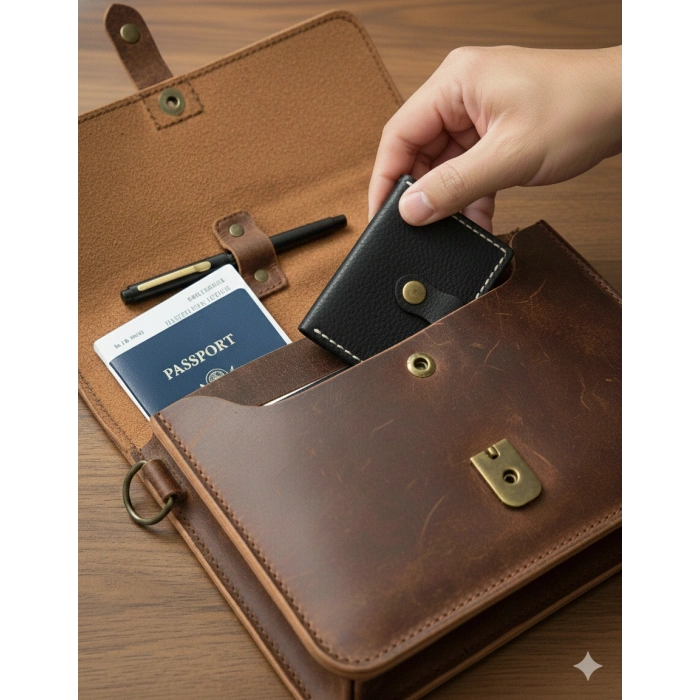 Hakiki Deri Akordiyon Cüzdan Kartlık