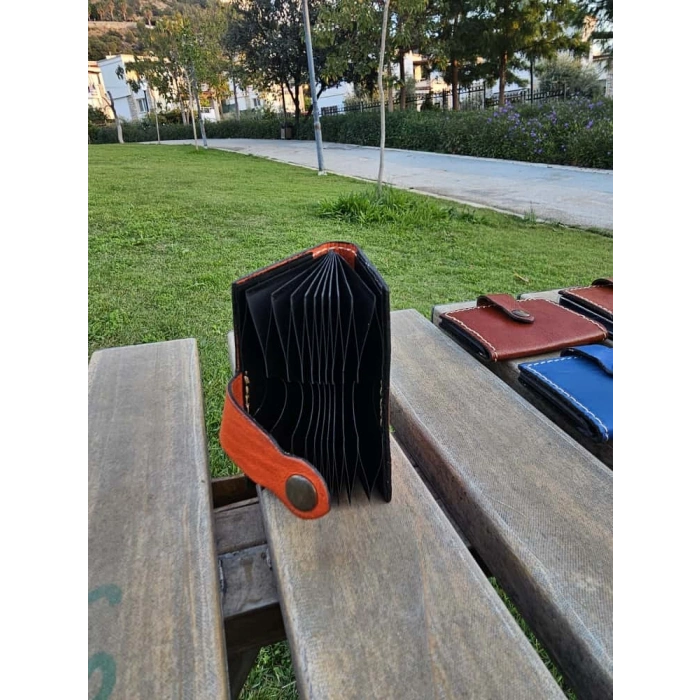 Hakiki Deri Akordiyon Cüzdan Kartlık
