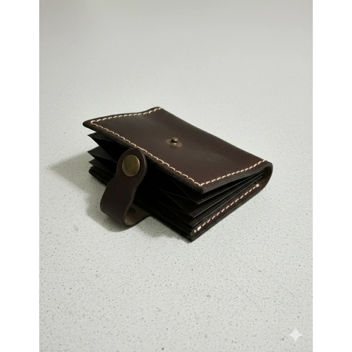 Hakiki Deri Akordiyon Cüzdan Kartlık