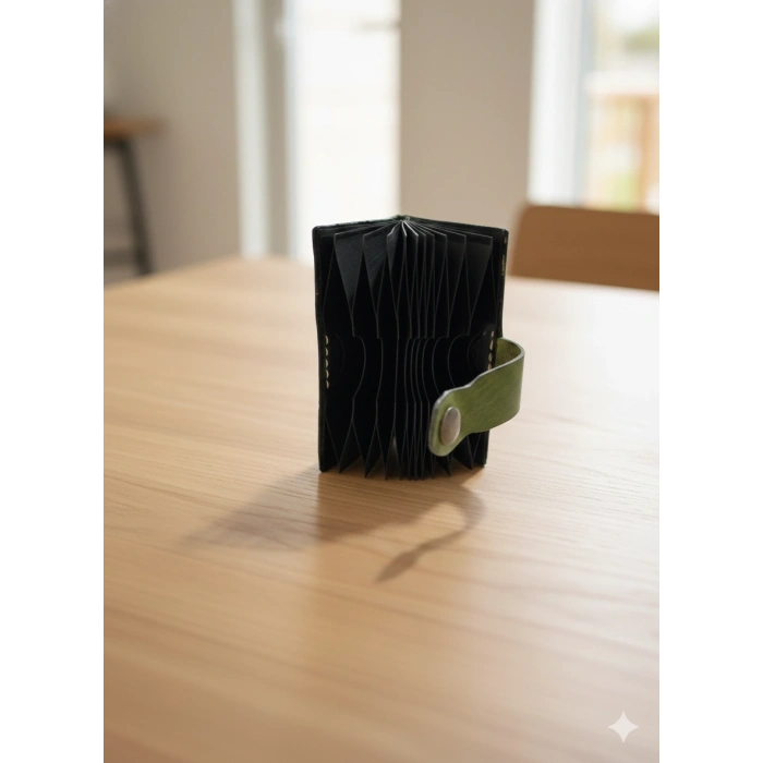 Hakiki Deri Akordiyon Cüzdan Kartlık