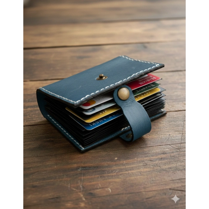 Hakiki Deri Akordiyon Cüzdan Kartlık