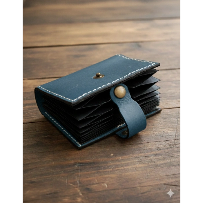 Hakiki Deri Akordiyon Cüzdan Kartlık