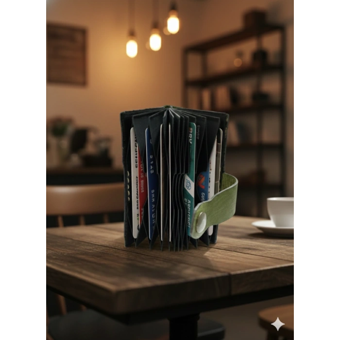 Hakiki Deri Akordiyon Cüzdan Kartlık