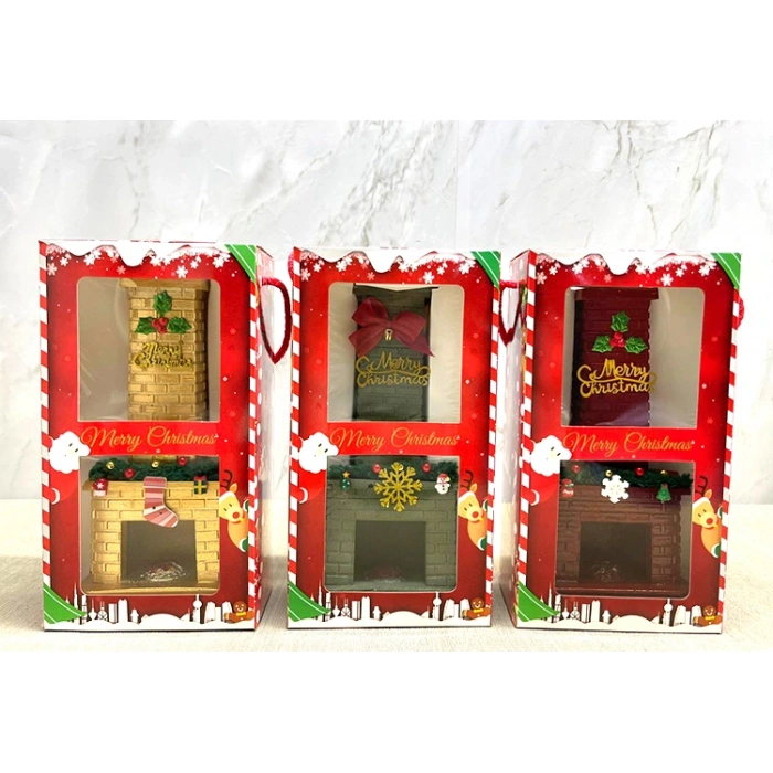 Noel Temalı Polyester Şömine Tütsülük