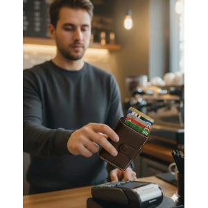 Hakiki Deri Mekanizmalı Akıllı Cüzdan Kartlık