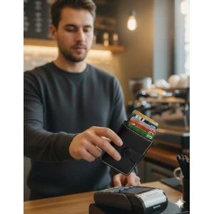 Hakiki Deri Mekanizmalı Akıllı Cüzdan Kartlık