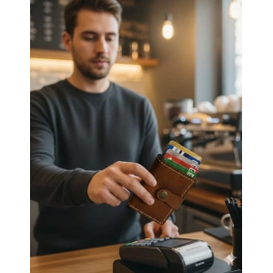 Hakiki Deri Mekanizmalı Akıllı Cüzdan Kartlık