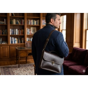 Hakiki Deri El Yapımı Evrak ve Laptop Çantası - Antik Kahve