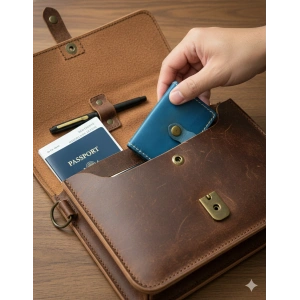 Hakiki Deri Akordiyon Cüzdan Kartlık