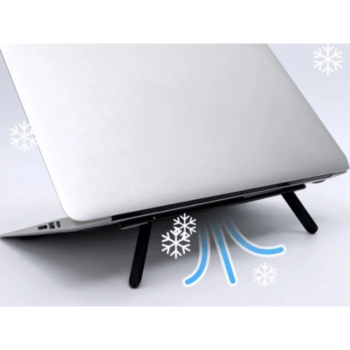 2 Kademeli Katlanabilir ve Yapışkanlı Laptop Standı Siyah CM-438