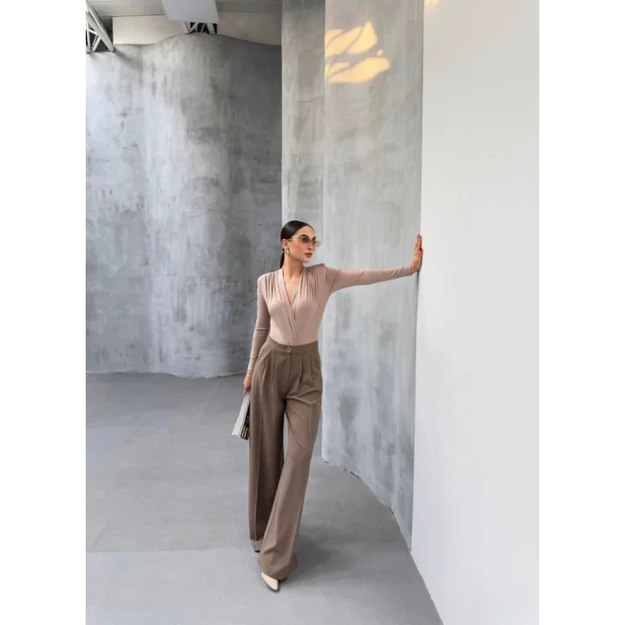 230 Gr Poly Viscose Full Lycra Pi̇leli̇ Palazzo Pantolon