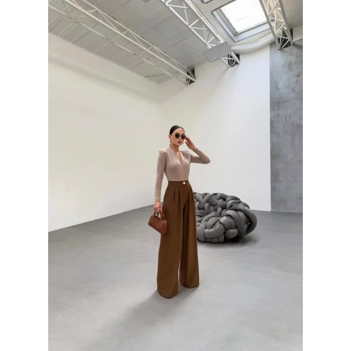 230 Gr Poly Viscose Full Lycra Pi̇leli̇ Palazzo Pantolon