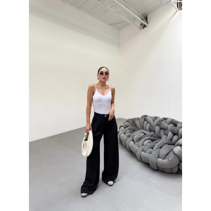 230 Gr Poly Viscose Full Lycra Pi̇leli̇ Palazzo Pantolon