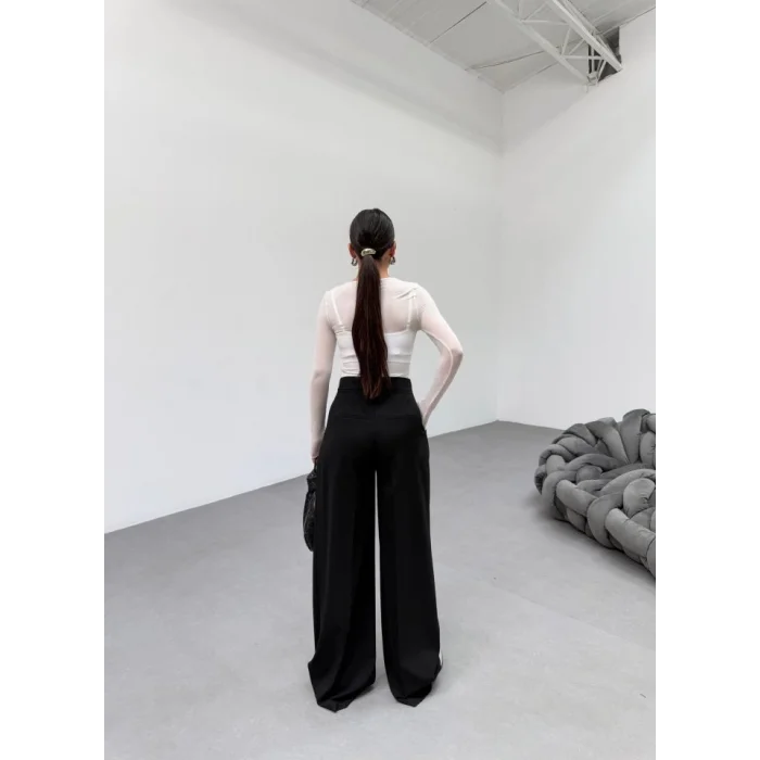 230 Gr Poly Viscose Full Lycra Pi̇leli̇ Palazzo Pantolon