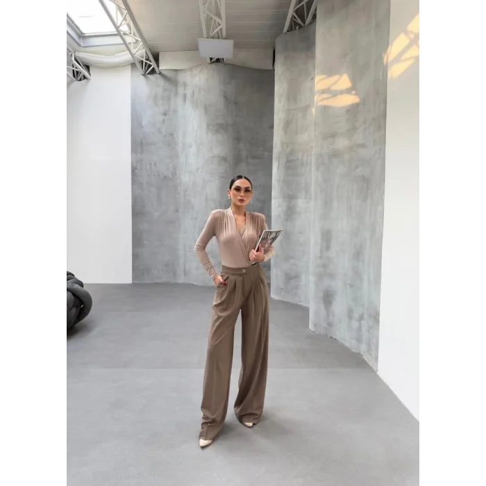 230 Gr Poly Viscose Full Lycra Pi̇leli̇ Palazzo Pantolon