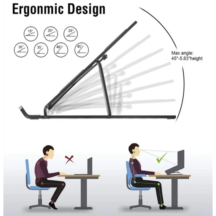 7 Kademeli Ayarlı Katlanabilir Laptop Tablet Standı Siyah