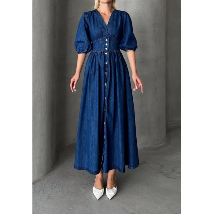 7037 KOT ELBİSE-MAVİ