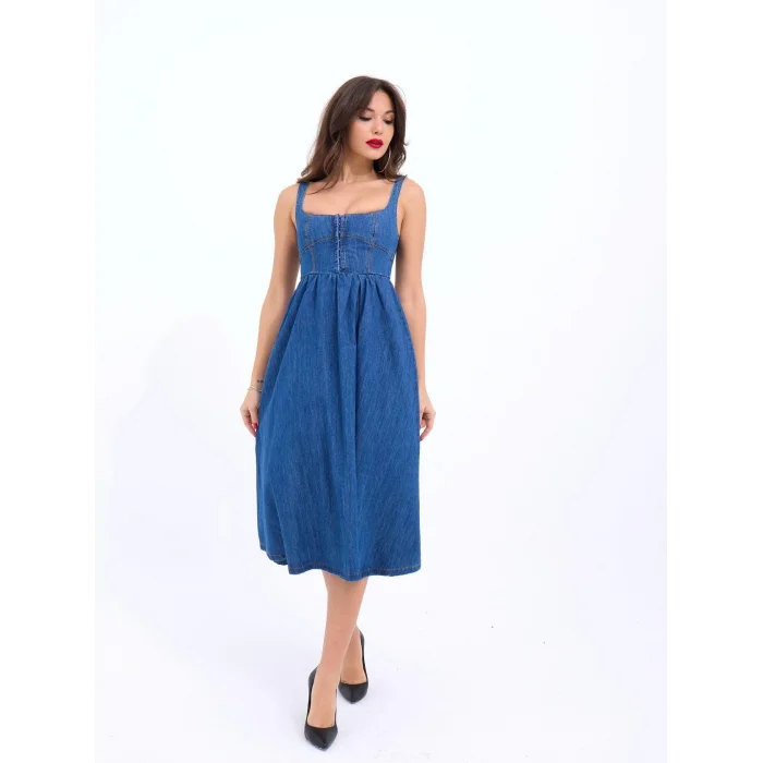 7143 KOT ELBİSE-MAVİ