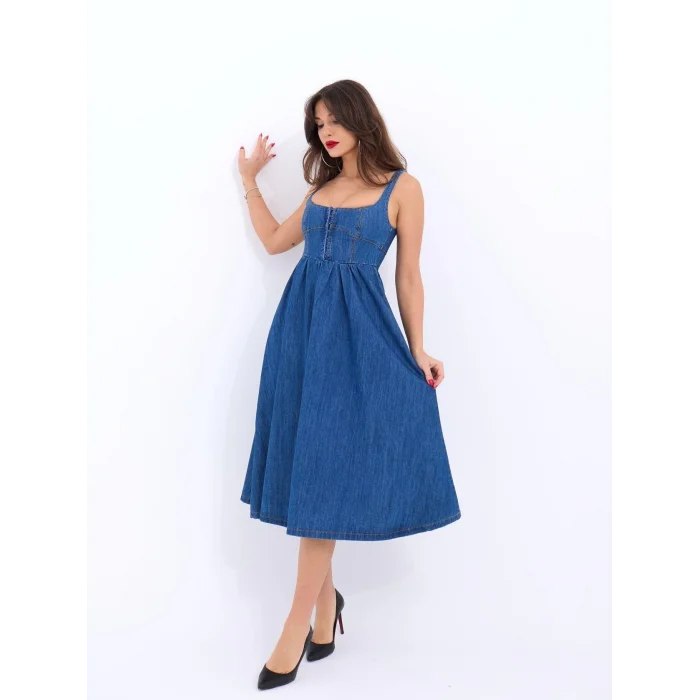 7143 KOT ELBİSE-MAVİ