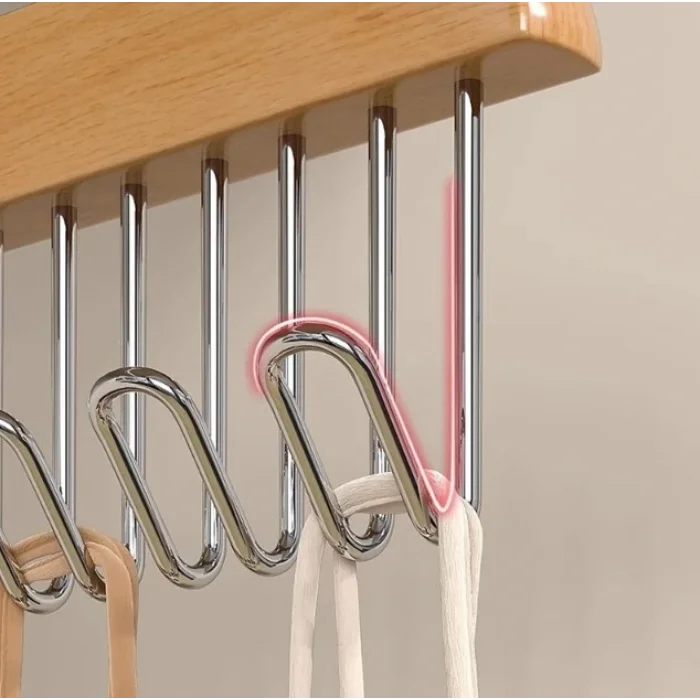 8 Kancalı Çok Amaçlı Ahşap Askı