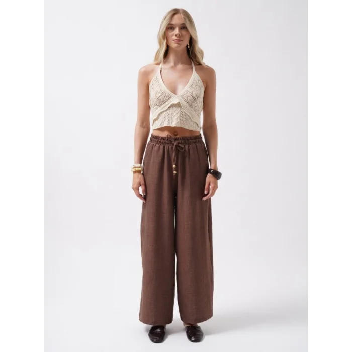 Aksesuar Detay Keten Pantolon