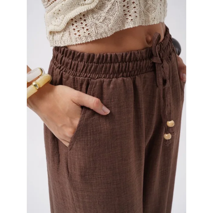 Aksesuar Detay Keten Pantolon