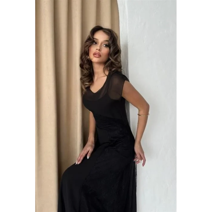 Archernar Şifon Tül Elbise 2704-8