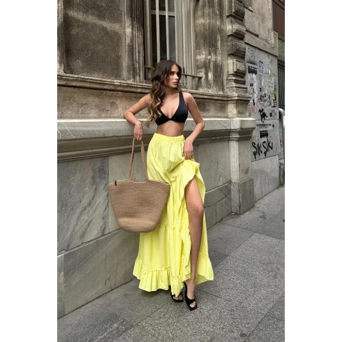 Audrey Fıfrlı Yırtmaç Detay Etek 4037