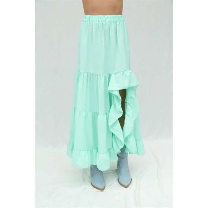 Audrey Fıfrlı Yırtmaç Detay Etek 4037