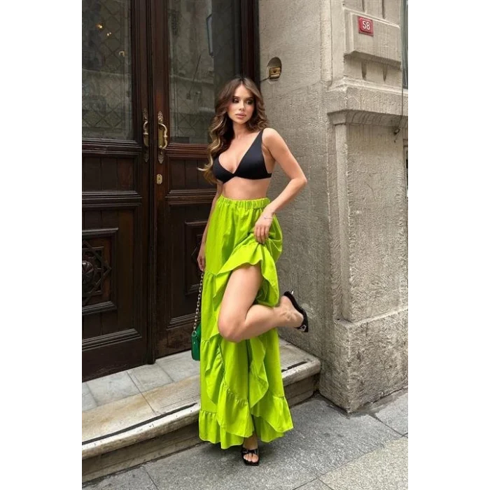 Audrey Fıfrlı Yırtmaç Detay Etek 4037