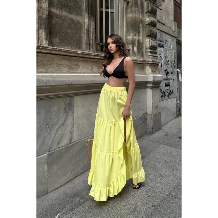 Audrey Fıfrlı Yırtmaç Detay Etek 4037