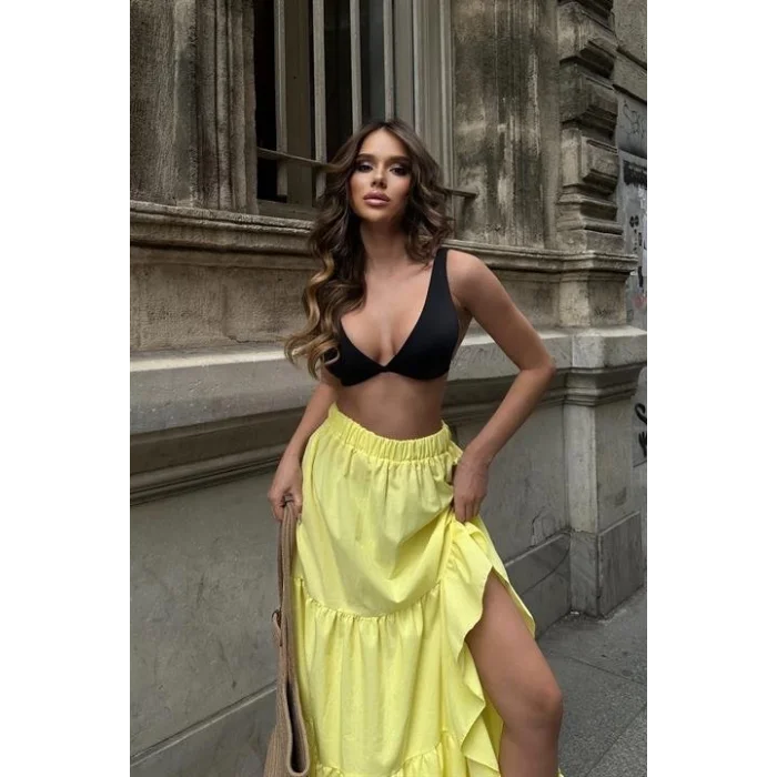 Audrey Fıfrlı Yırtmaç Detay Etek 4037