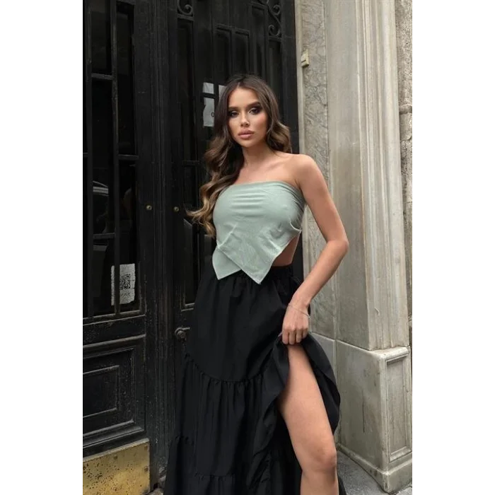 Audrey Fıfrlı Yırtmaç Detay Etek 4037