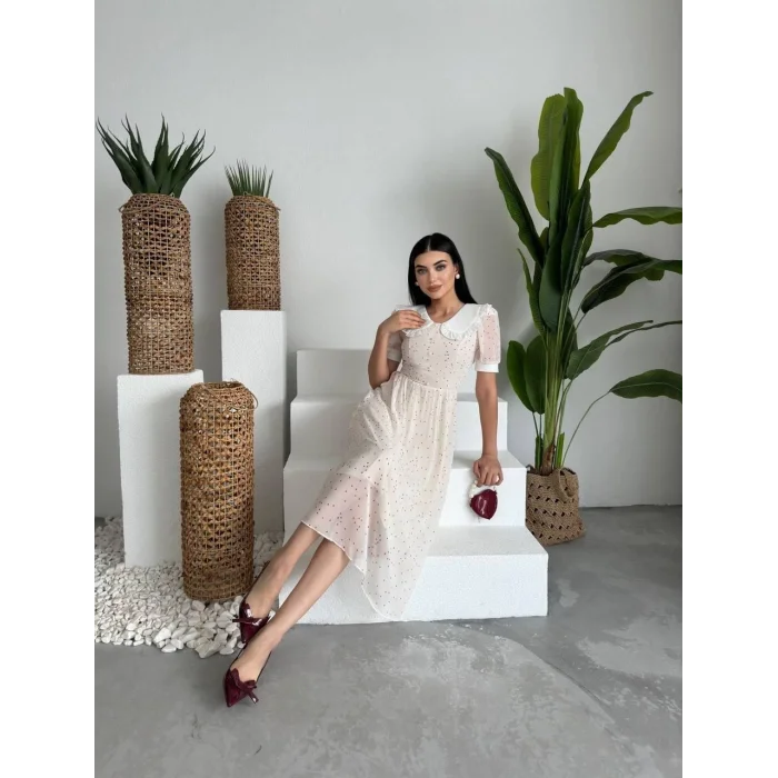 Aversa İnci Detay Şifon Elbise