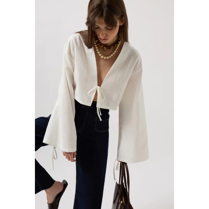 Bağlama Detay Uzun Kol Bluz