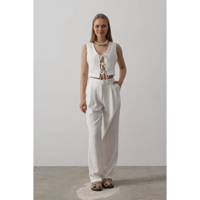 Bağlamalı Yelek - Beyaz