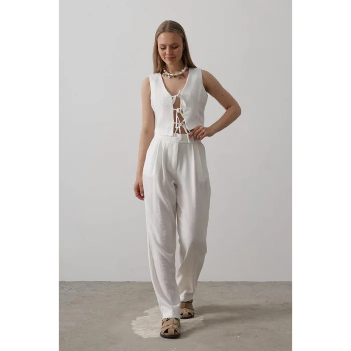 Bağlamalı Yelek - Beyaz